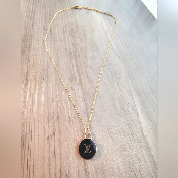 Louis Vuitton Zipper Pull Double Sided Pendant/14k Gold Plated Chain - Picture 3 of 5